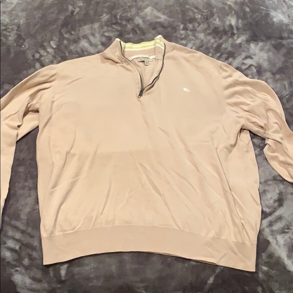 Burberry Tan XL Quarter Zip Cotton Sweater